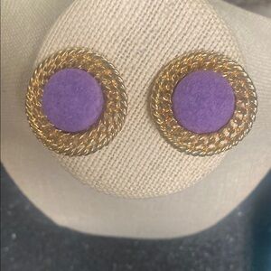 80s/90s Elegant Purple and Gold Clip Earrings